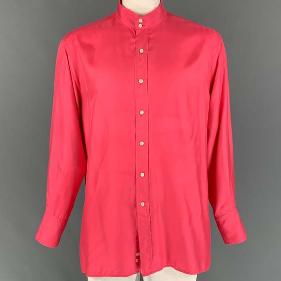 GUCCI Other - GUCCI Pink Silk Nehru Collar Long Sleeve Shirt